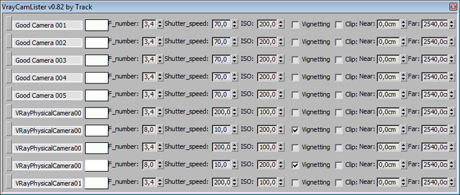Vray Cam Lister - Десет безплатни скрипта за 3ds Max